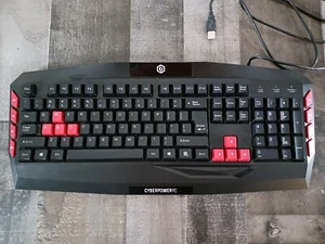 Cyberpower PC Gaming Multimedia USB Wired Keyboard Black & Red Desktop Nwot - Picture 1 of 8