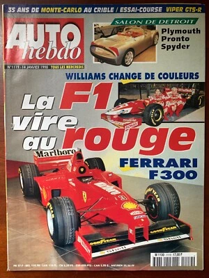 AUTO HEBDO 14/01/1998; Salon de Détroit/ Ferrari F300/ Williams en rouge - Photo 1/2