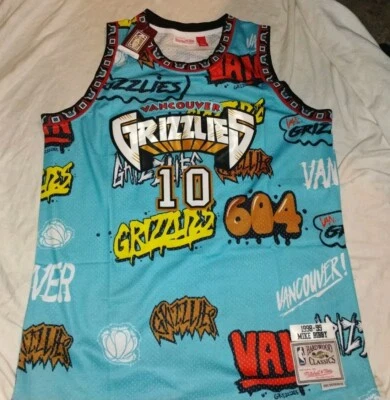 Camiseta deportiva XL Mike Bibby Vancouver Grizzlies NBA Slap nueva verde azulado Foto 1 de 2