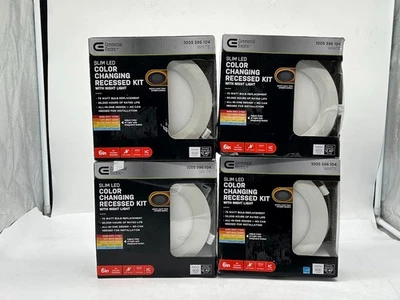 Paquete de 4 LED integrados CCT seleccionables sin canto ultra delgados eléctricos comerciales de 6" Foto 1 de 4