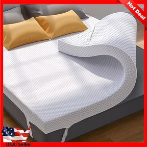 Memory Foam Mattress Topper Premium Soft Cooling Sleep Washable Cover Queen New - Picture 1 of 9