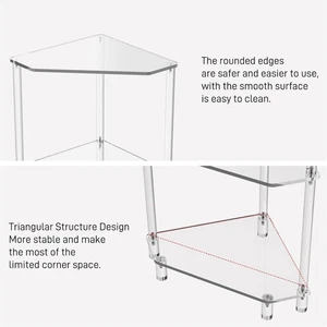 3 Tier Triangular Acrylic Corner Side Table Small Corner Side Table Bathroom SPG - Picture 1 of 12