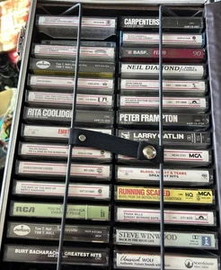 50 Cassette Tapes Untested Blue Carrying Case Peter Frampton Roy Clark - Picture 1 of 14