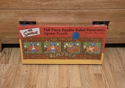 PUZZLE PANORAMIQUE DOUBLE FACE DES SIMPSONS 768 PIÈCES VINTAGE 2002 SCELLÉ - Photo 1/3