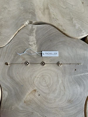 Rachel Zoe Gold Plated Sterling Silver Triple Small Clover/Flower CZ Bracelet 7” - Image 1 of 4