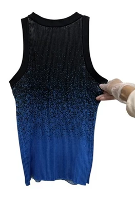 Новый без ценников $559 Alexander Wang весна 2015 M плиссированный топ королевский синий/черный градиент - Изображение 1 из 4