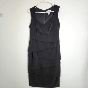 Joseph Ribkoff Little Black Dress Size 10 Tiered Sleeveless Knee Length Evening - Picture 1 of 9