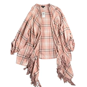 Torrid NWT Women's Pink Plaid Drape Front Cardigan Size 3X - Picture 1 of 11