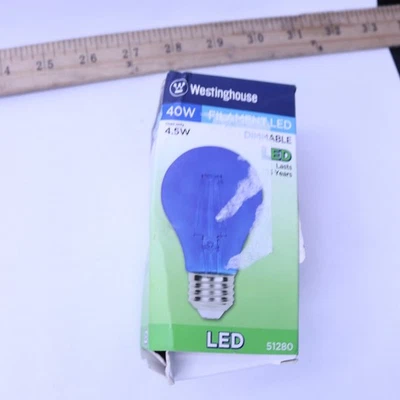 (1-Pk) Westinghouse A19 Dimmable Blue Filament Medium Base LED Light Bulb - Image 1 of 4