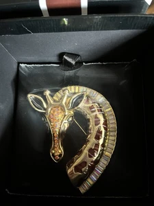 Butler & Wilson Brooch Large Giraffe 9 cm brown gold crystals stamped boxed - Picture 1 of 2