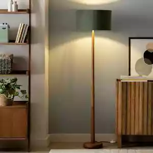 Lámpara de pie cónica y de terciopelo con barra verde y madera 40 cm para decoración de habitaciones - Imagen 1 de 5