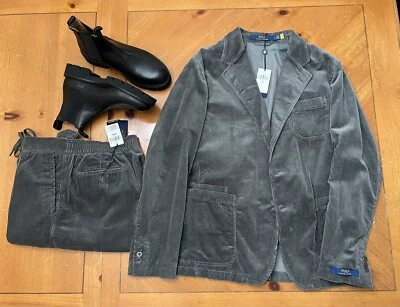 Polo Ralph Lauren Corduroy Suit - M (42R) Jacket, 36x32 Pants, Classic Fit Grey - Image 1 of 4
