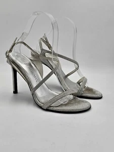 Staurt Weitzman Glitter 4" Heel Women's Size 7 (Silver) - Picture 1 of 8
