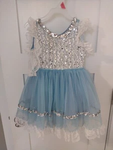 La Merle's Child Size SC Girls Blue & Silver Sequin Tutu Dance Pageant Costume - Picture 1 of 10