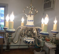 Vtg Porcelain Putter 6 Candle Stick Light Chandelier Made In Spain