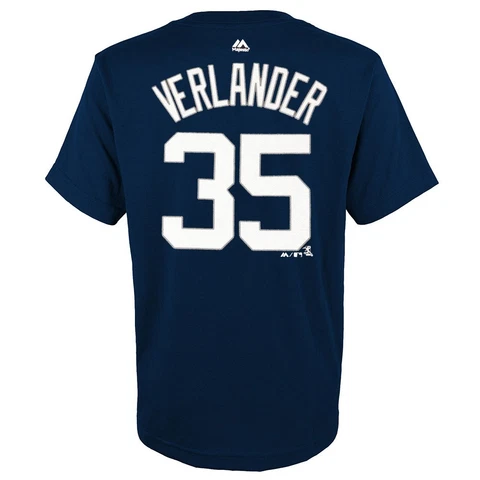 Justin Verlander MLB Majestic Detroit Tigers YOUTH Navy Player Jersey T-Shirt Cover