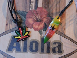 2 Collanine corda regolabile SURF & Foglia Marijuana RAGGAE Jamaica Hawaii 2024 - Foto 1 di 1