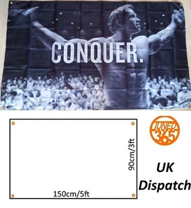Arnold Schwarzenegger Eroberungsflagge Fitnessstudio Sport UK Motivationsarmee 3x5ft 90x150cm - Bild 1 von 3