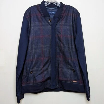 Ted Baker London Hombres Cárdigan a Cuadros Suéter Gris Chal Cuello Bolsillos L 5 Foto 1 de 4