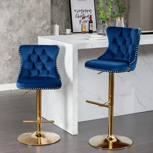 Bar Stools Set of 2 Adjustable Height Pub Chairs Swivel Breakfast for Kitchen - Picture 1 of 46