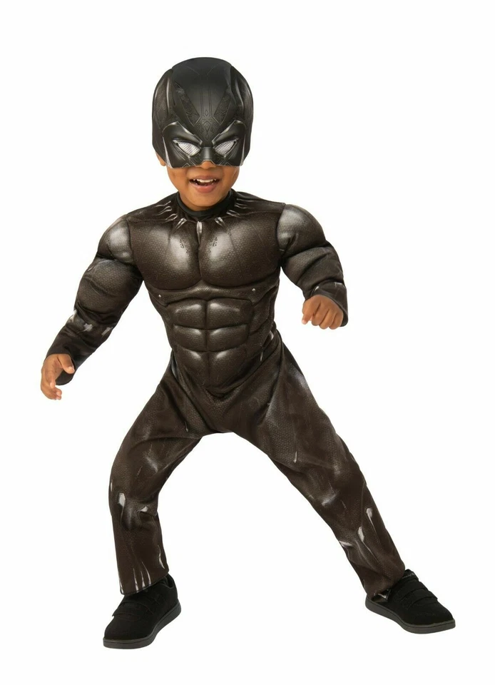 Nuevo con etiquetas Disfraz Marvel Avengers Endgame Pantera Negra Pecho Muscular Niños L 10-12 Foto 1 de 1