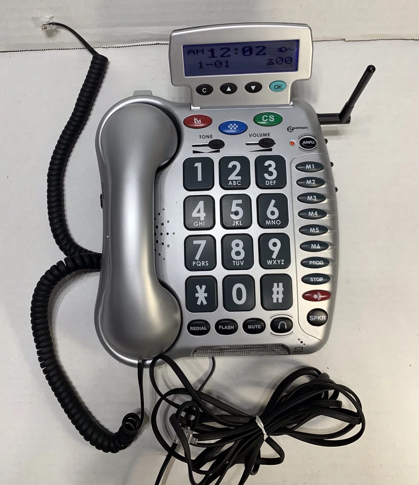 Teléfono fuerte amplificado respuesta emergencia Geemarc AMPLI600 2 alarmas grandes números Foto 1 de 4