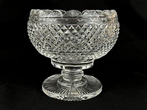 Waterford Signed Master Cutter Diamond Cut Crystal Compote Footed Rose Bowl 5" - Picture 1 of 13