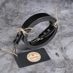 Leather Camera Strap Black Handmade 118cm Snap on All Cameras Dslr Slr Classic  - Picture 1 of 6