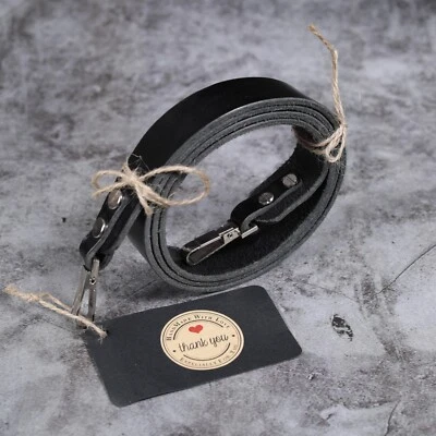 Leather Camera Strap Black Handmade 118cm Snap on All Cameras Dslr Slr Classic  - Image 1 of 4