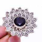 Black Onyx 925 Sterling Silver Bali Flower Ring s.9 T81 A348