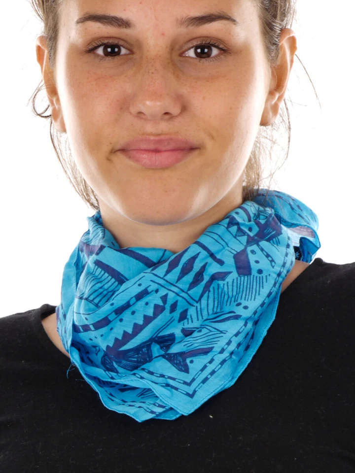 Bufanda Ugni de tela Barts para damas azul a rayas con patrones gráficos geométricos Foto 1 de 1