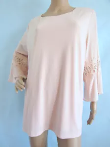 CALVIN KLEIN taglia 2X blusa pullover maglia manica a campana rosa chiaro 3/4 - Foto 1 di 5