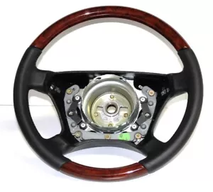 Echt Wurzelholz Lenkrad schwarzes Leder für Mercedes W201 W124 R129 W463 W202 - Bild 1 von 6