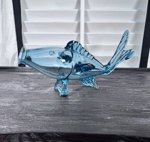 Vintage Mid Century Hand Blown Blue Color Glass Fish 15.5” x 8” Italy Empoli MCM - Picture 1 of 7