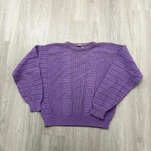 Vintage Colours Pullover Herren Medium Lila Geometrisch Zopfmuster 90s Crewneck  - Bild 1 von 11