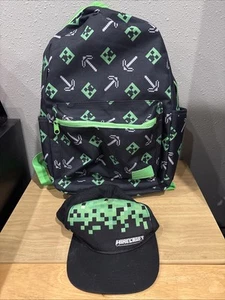 Minecraft Kids Backpack w Padded Back and Strap Hat Included - Picture 1 of 11