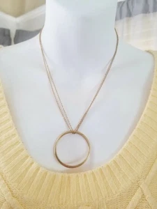 Collier vintage Cookie Lee doré double brin cercle minimaliste moderniste - Photo 1/6