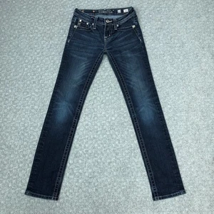 Miss Me Jeans Girls 12 Skinny Dark Wash Denim Embroidered Cross Pockets Capsule - Picture 1 of 13