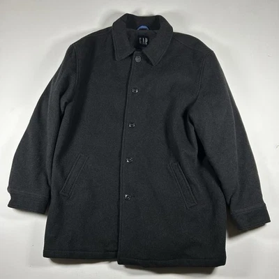 GAP Pea Coat Mens XL Black Cashmere / Wool Blend Jacket Double Breasted Classic - Image 1 of 4