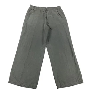 Garnet Hill Damenhose 14 grau weites Bein Seide Leinenmischung Pull-On Freizeit Luxus - Bild 1 von 9