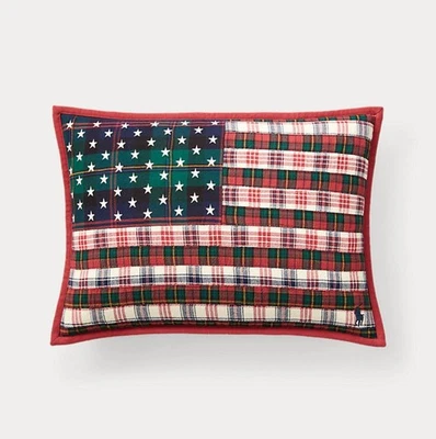 Polo Ralph Lauren Home 14” X 20” travesseiro de arremesso Homestead xadrez bandeira americana novo sem etiquetas - Imagem 1 de 4