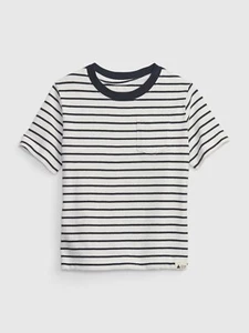 NEW $20 GAP Toddler Boys Navy Blue Striped Organic Cotton Pocket T-Shirt Sz 5T - Picture 1 of 1