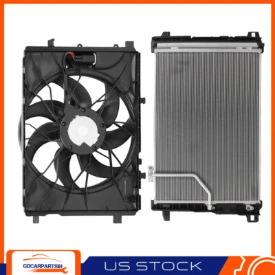 Вентилятор охлаждения радиатора и комплект конденсатора переменного тока для Mercedes-Benz C230 C350 E250 E350 - Изображение 1 из 4