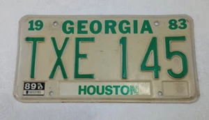 Vintage Georgia Nummernschild 80er weiß grün Houston County TXE145 1983 1989 - Bild 1 von 7
