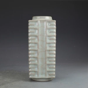 8.6" Chinese Jingdezhen Official Ware Green Glaze Porcelain Cong-type Vases - Picture 1 of 5