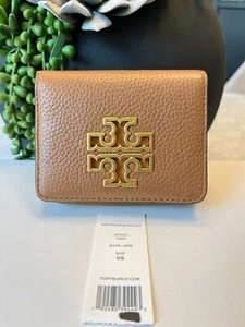 TORY BURCH Britten Mini Wallet in Bark Leather BRAND NEW Gold Tone Hardware - Picture 1 of 11