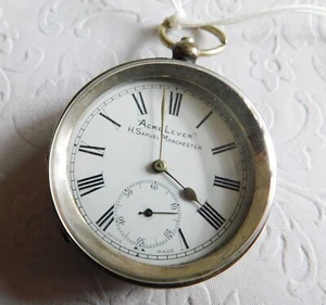 RARE 1895 VINTAGE H SAMUEL MANCHESTER KEY WIND POCKET WATCH STERLING SILVER CASE - Picture 1 of 16