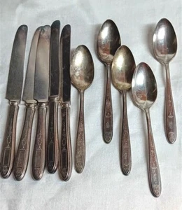 Lot Oneida Silver Grosvenor Oval Soup Spoons & Knives Tablespoons Silverplate - Picture 1 of 6