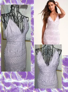 ARK N CO., "SWAY AWAY" LAVENDER "CROCHET LACE" DRESS~BODYCON~SMALL - Picture 1 of 6