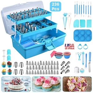 Cake Decorating Kit Piping Tips and Bags Set Cupcake Cookie Baking Accessories - Picture 1 of 15